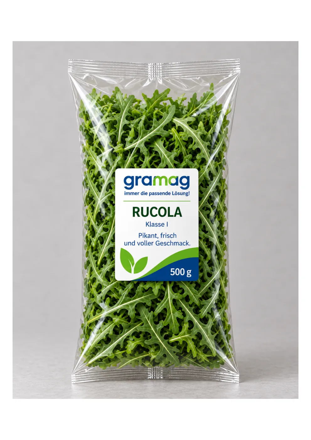 Rucola 500 g im transparenten Beutel mit sichtbarem Produkt